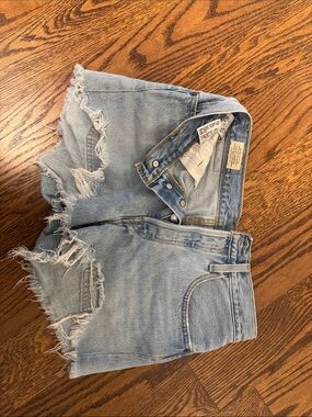 Levi's Light Blue Distressed Denim Shorts